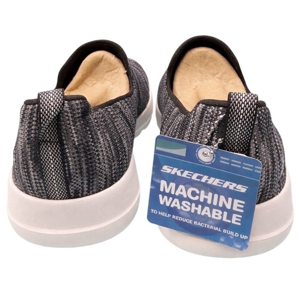 Skechers GoWalk Joy Shoes Women's 8.5 Black Gray Fabric Slip-On Sneakers Comfort - Picture 4 of 8